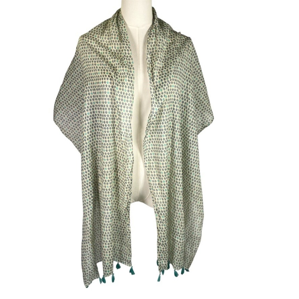 Rock‎ Flower Paper Scarf Cotton Blue Tassel Lightweight Wrap Shawl Boho